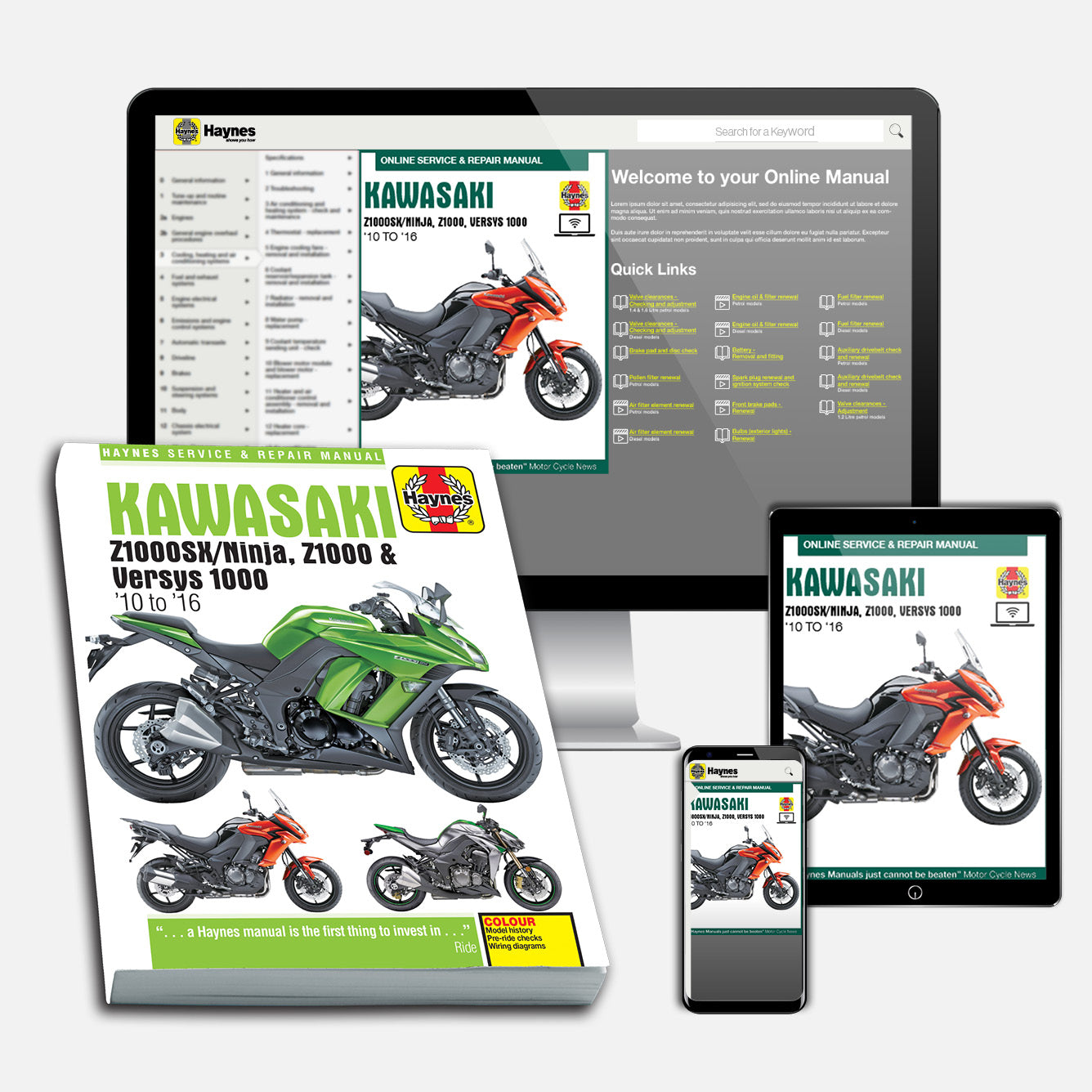 Kawasaki Z1000, Z1000SX & Versys (2010-2016) Haynes Repair Manual