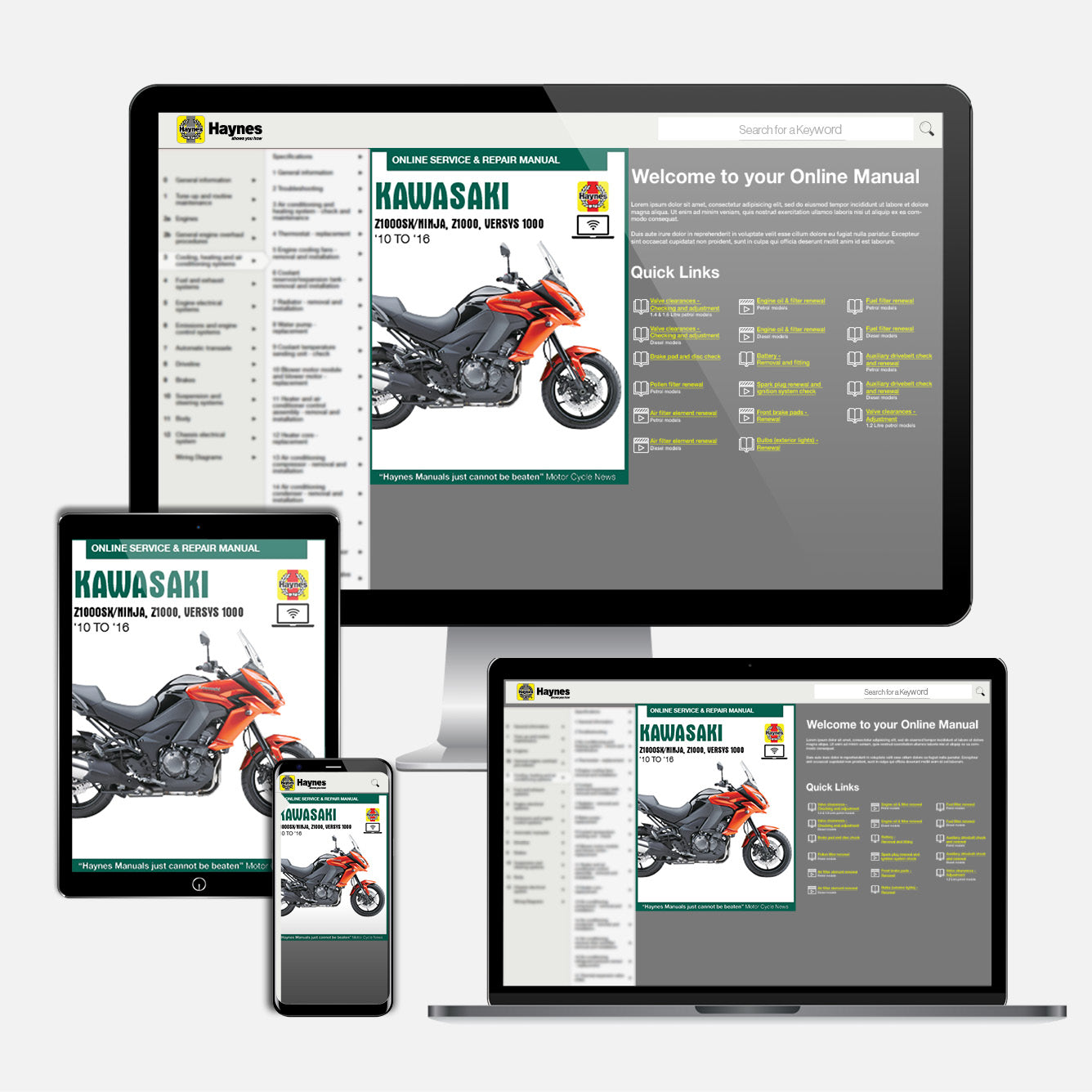 Kawasaki Z1000, Z1000SX & Versys (2010-2016) Haynes Repair Manual