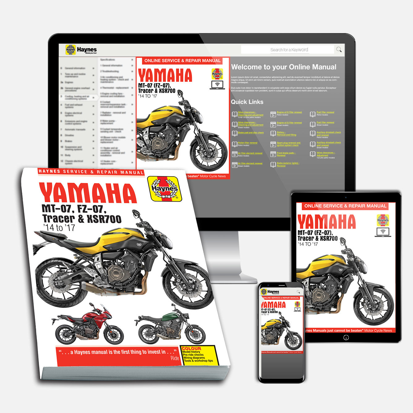 Yamaha MT-07, Tracer & XSR700 (2014-2017) Haynes Repair Manual Bundle