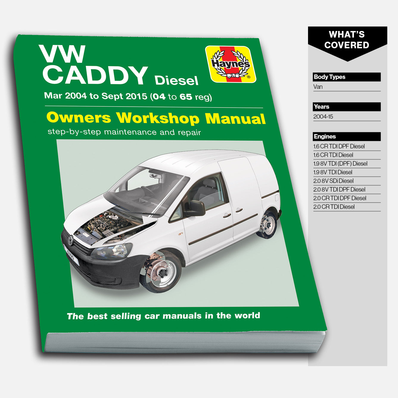 Haynes VW Caddy Diesel owners workshop manual on a white background
