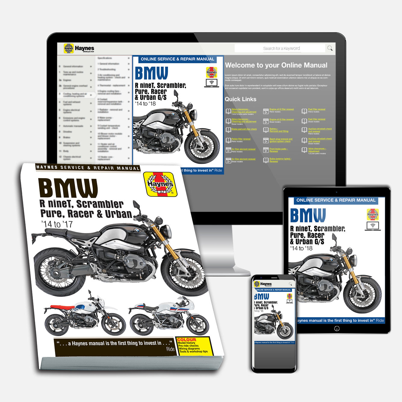 BMW R nineT (2014-2018) Haynes Repair Manual Bundle