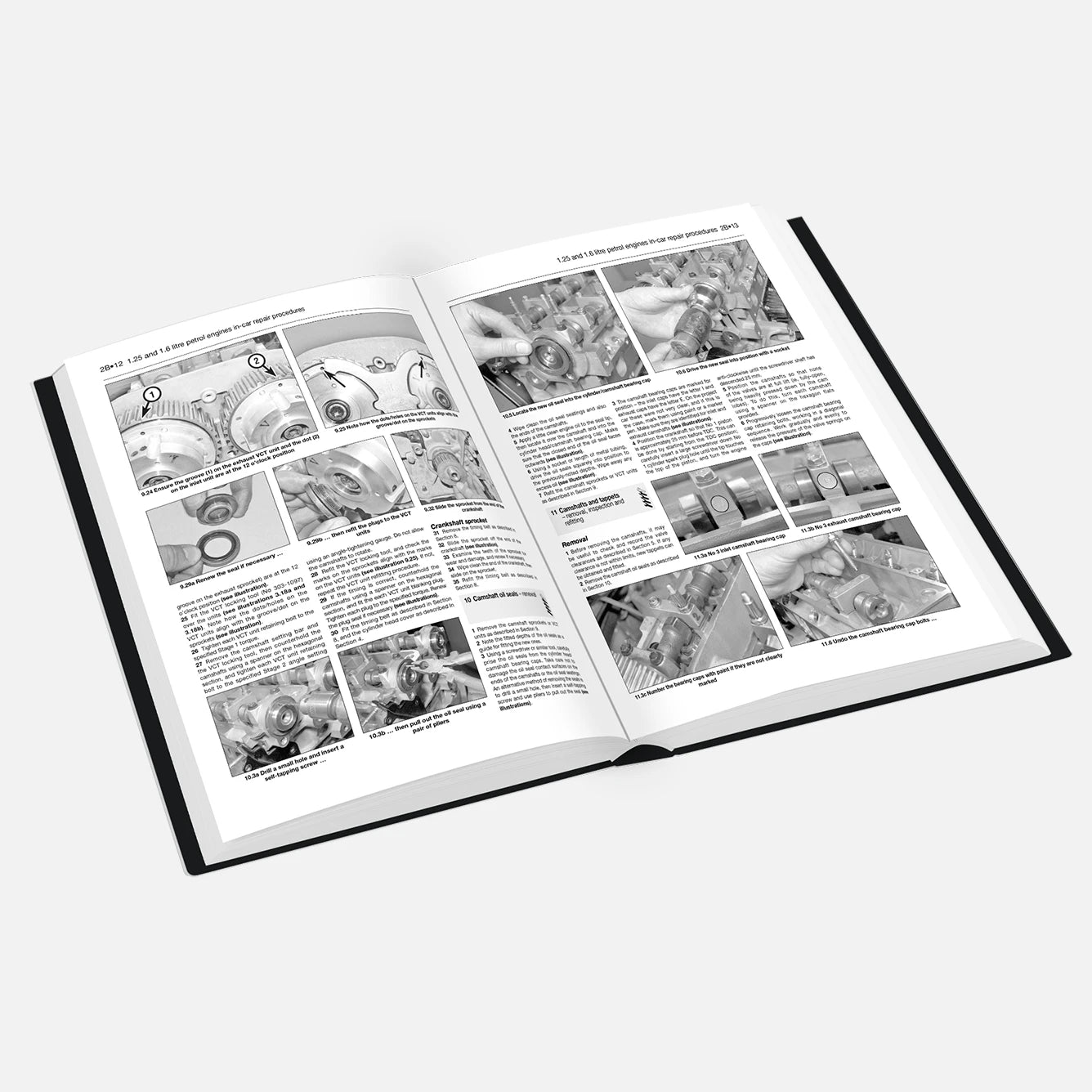 Open book with instructional content on a white background