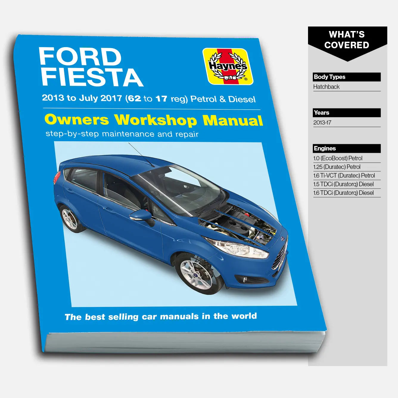 Ford Fiesta repair manual on a white background