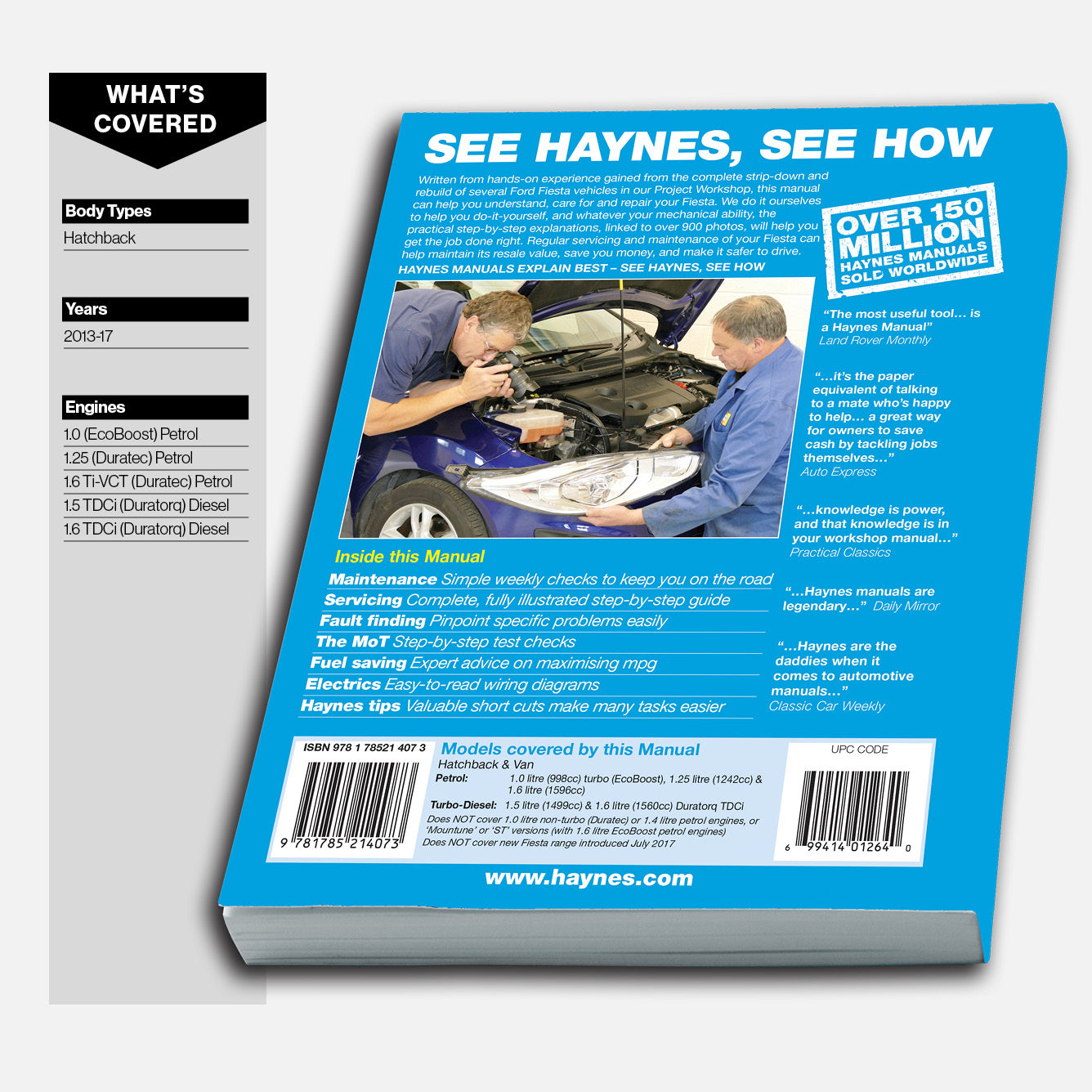 Haynes manual book with cover and back cover displayed on a white background
