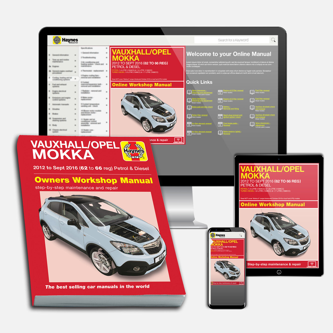 Vauxhall/Opel Mokka Petrol & Diesel (2012-Sept 2016) 62 to 66 Haynes Repair Manual Bundle