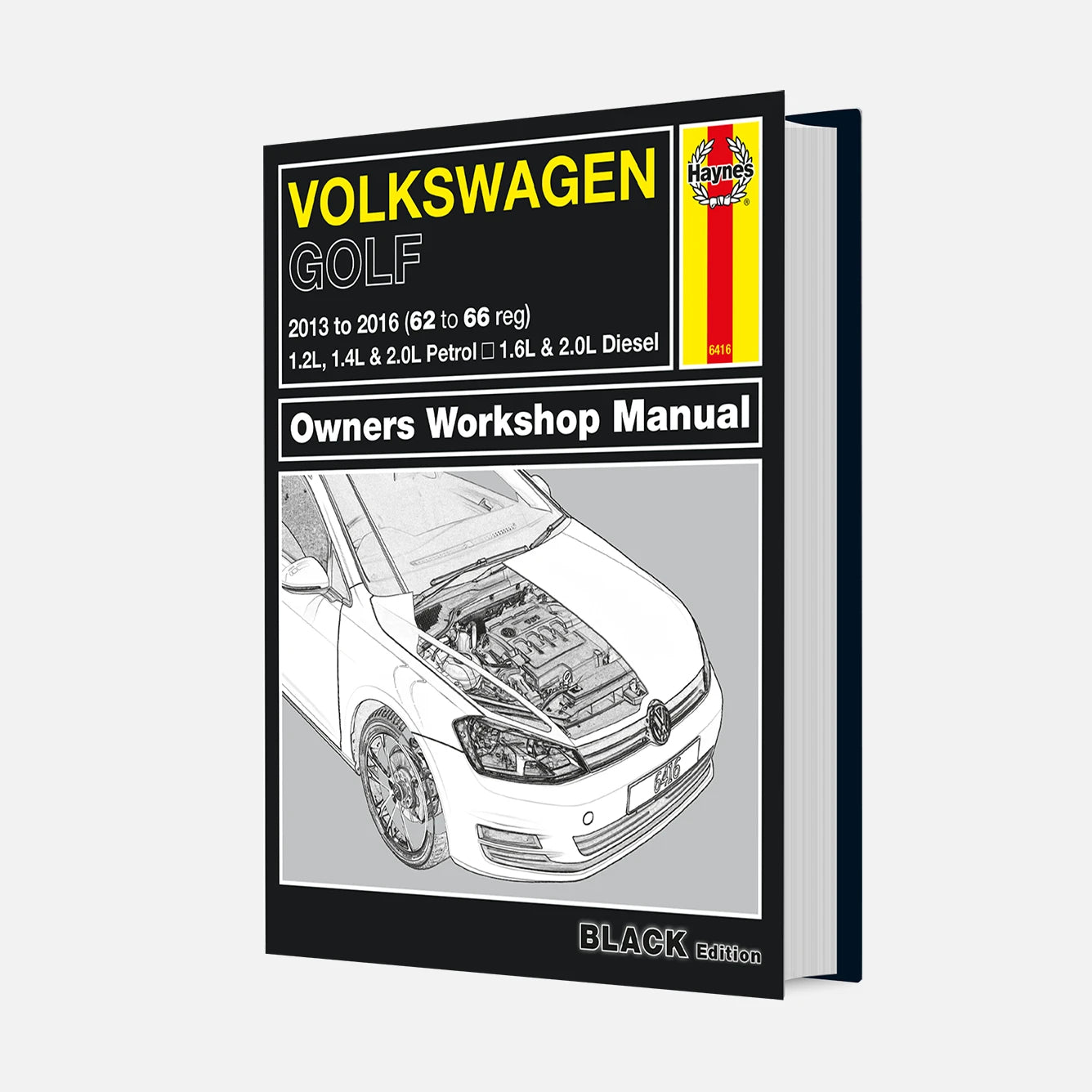 Volkswagen Golf repair manual on a white background