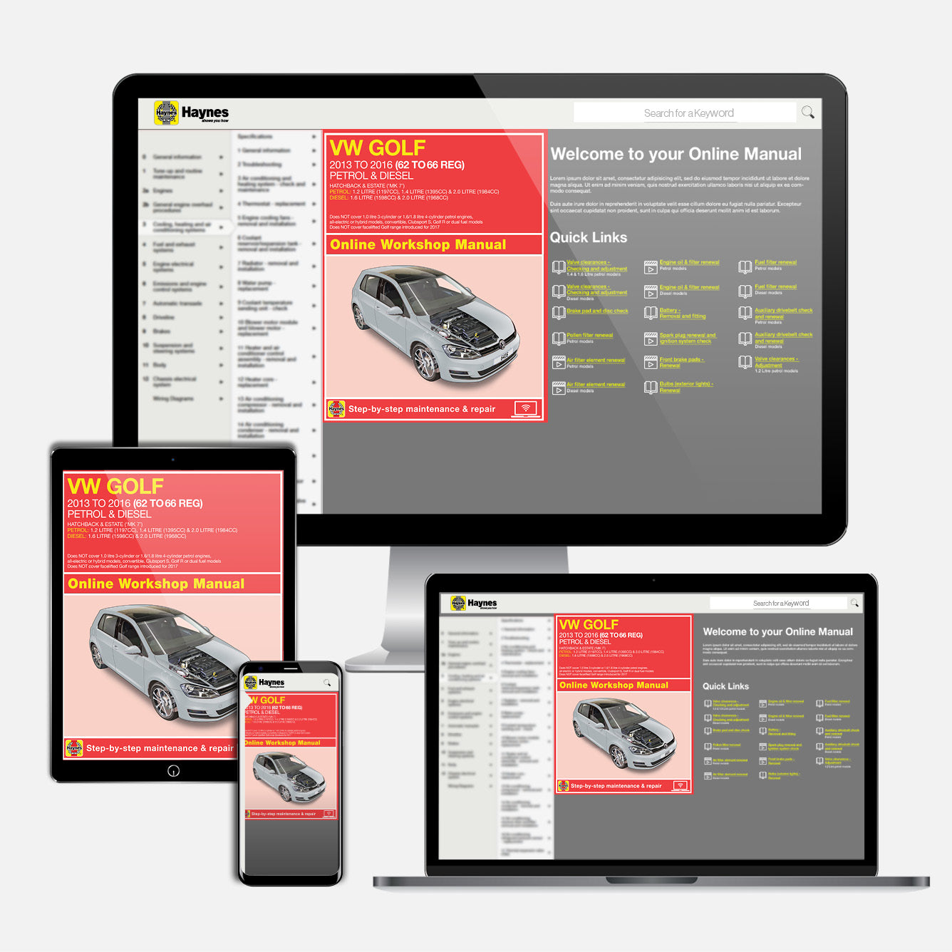 Volkswagen Golf Petrol & Diesel (2013-2016) 62 to 66 Haynes Repair Manual