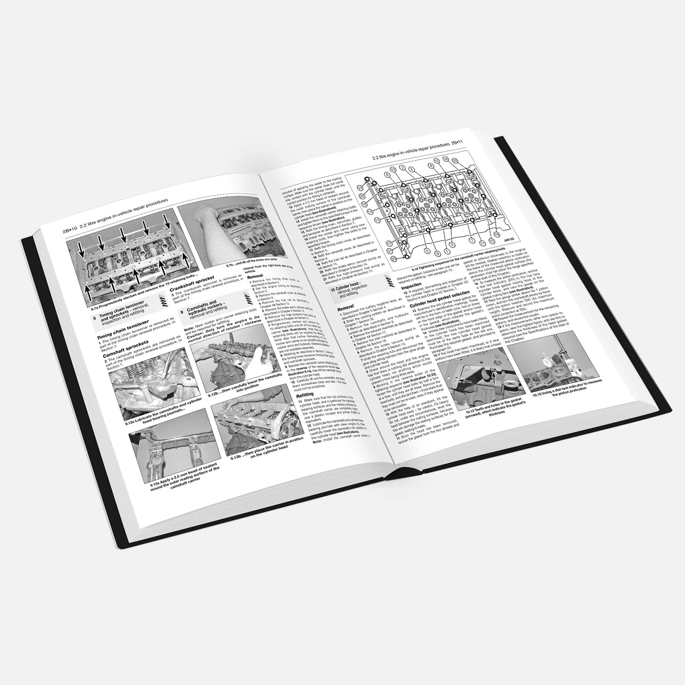 Open book with text and illustrations on a white background