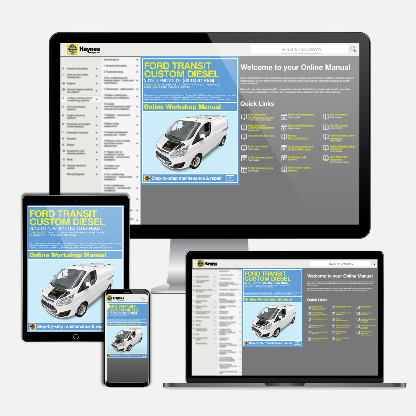 Ford Transit Custom Diesel (2013-Nov 2017) 62 to 67 Haynes Repair Manual