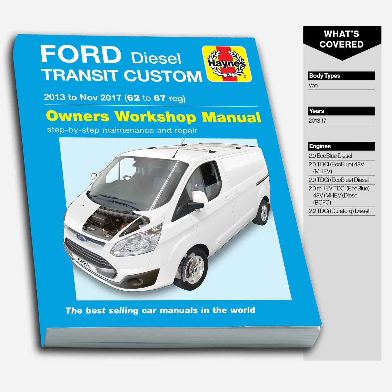 Ford Diesel Transit Custom repair manual on a white background
