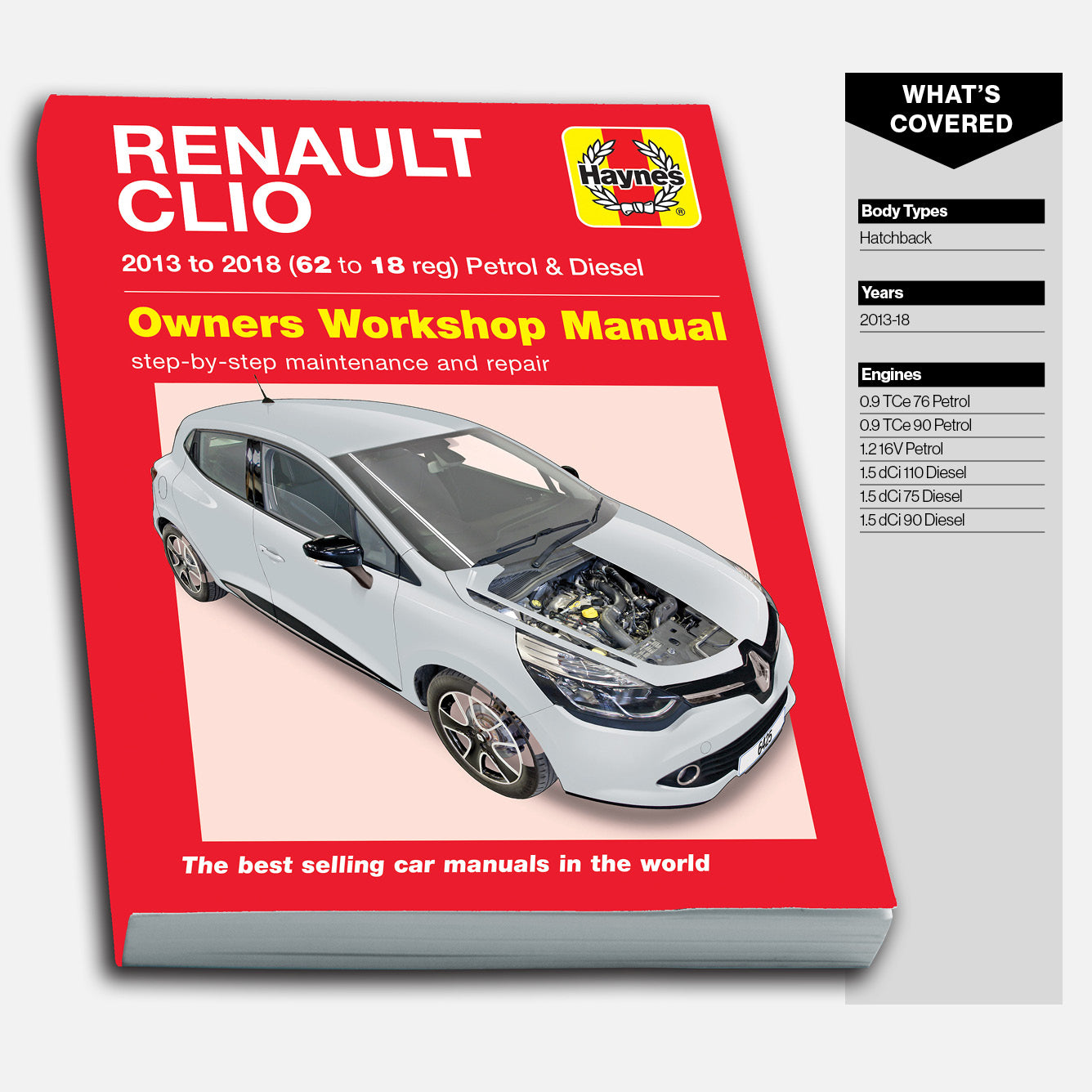 Haynes Renault Clio owners workshop manual on a white background