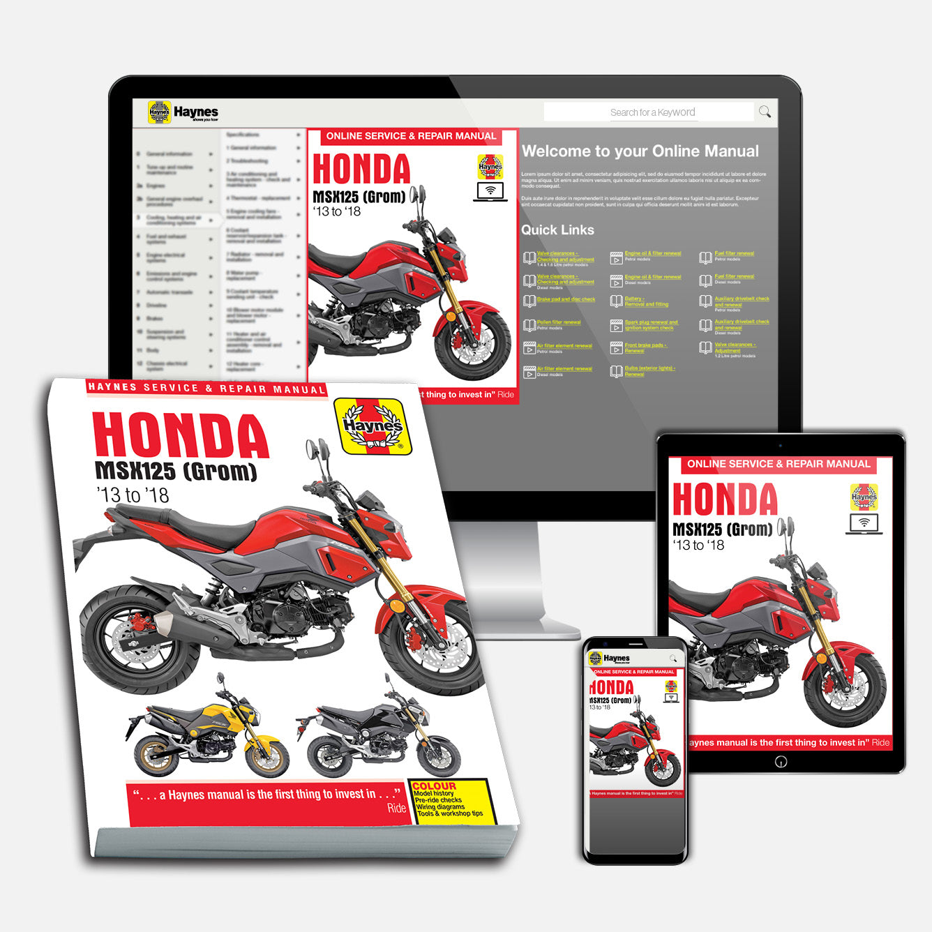Honda MSX125 (Grom) (2013-2018) Haynes Repair Manual Bundle