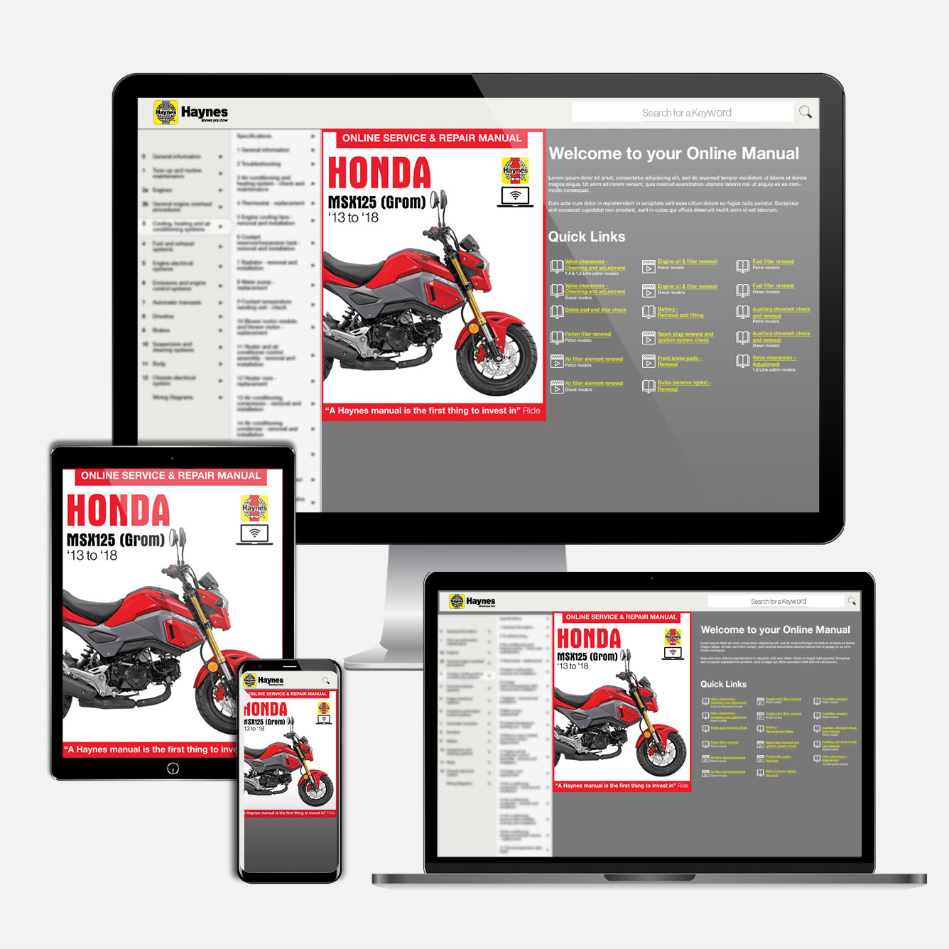 Honda MSX125 (Grom) (2013-2018) Haynes Repair Manual