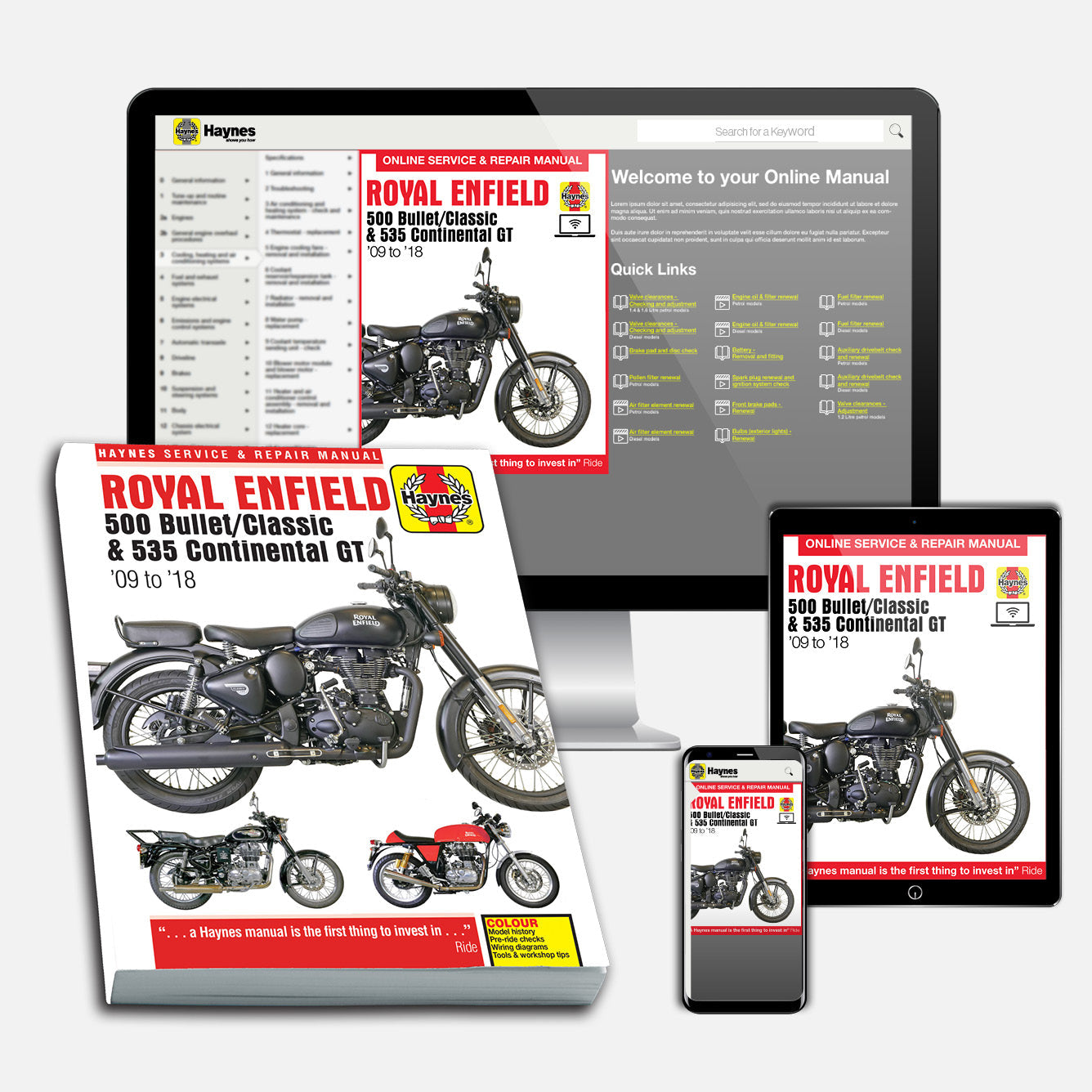 Royal Enfield 500 Bullet/Classic & 535 Continental GT (2009-2018) Haynes Repair Manual Bundle