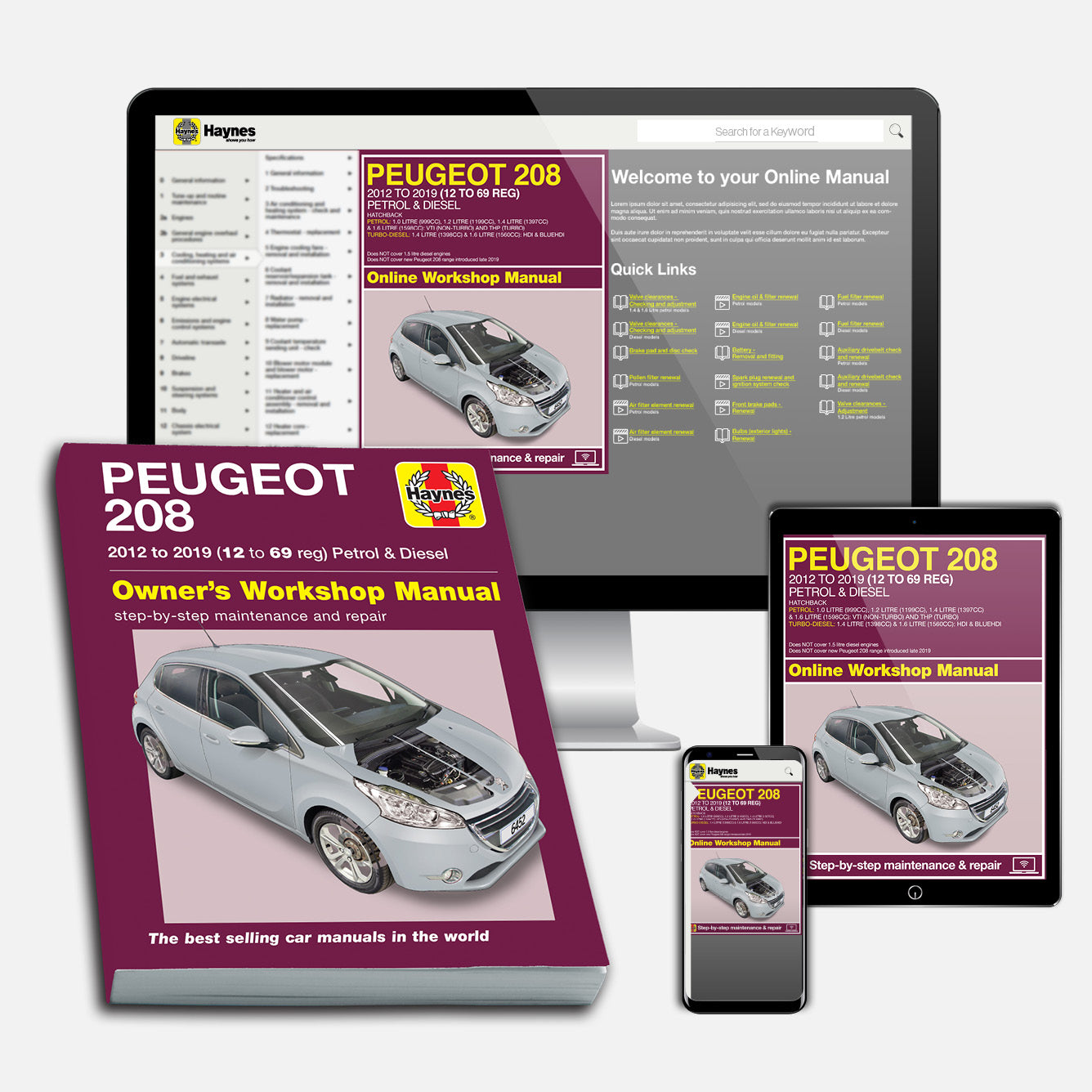 Peugeot 208 Petrol & Diesel (2012-2019) 12 to 69 reg Haynes Repair Manual