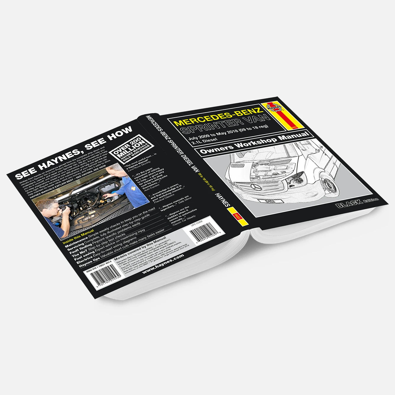 Haynes Mercedes-Benz workshop manual on a white background