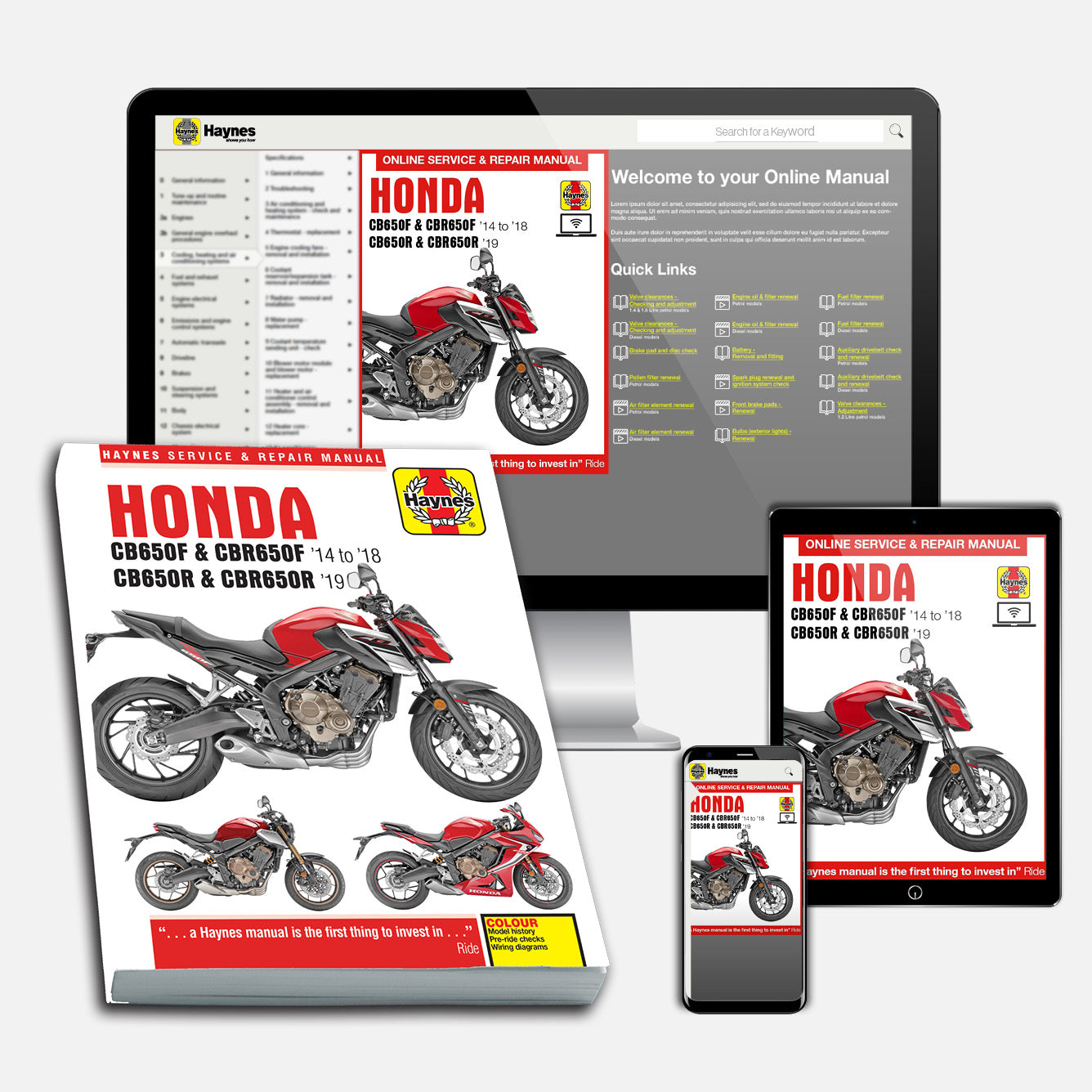 Honda CB650F & CBR650F, CB650R & CBR650R (2014-2019) Haynes Repair Manual Bundle