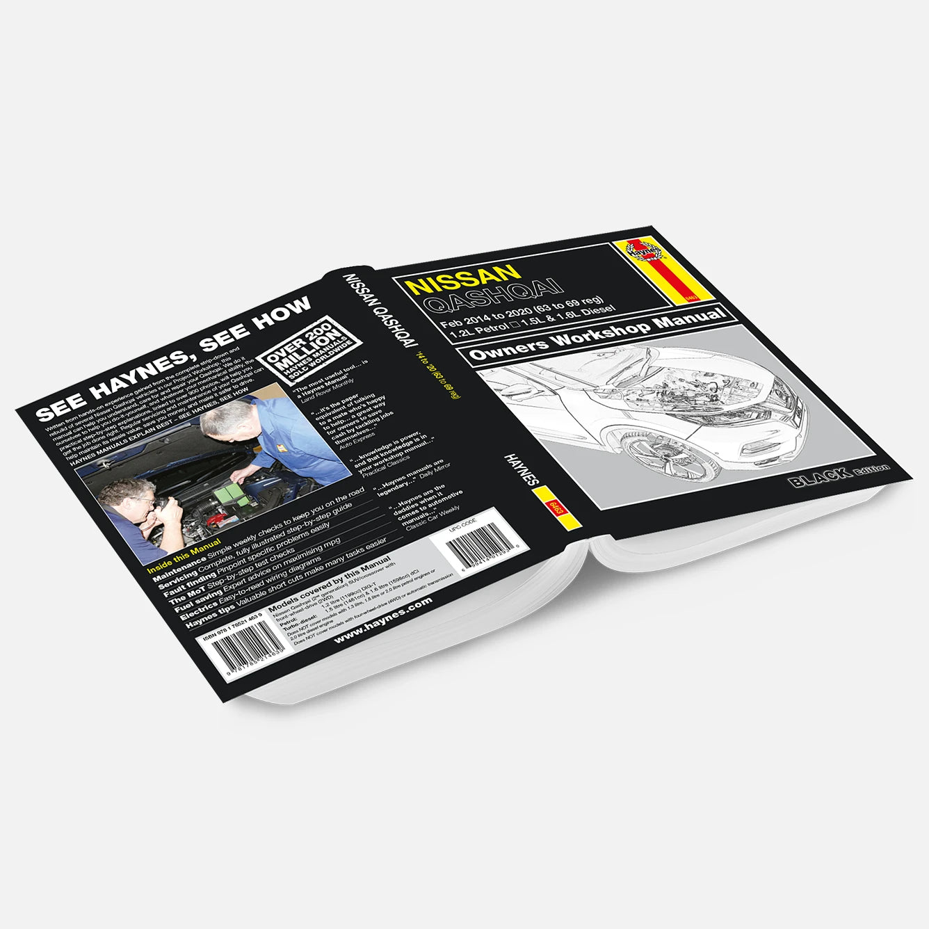 Nissan Qashqai owners workshop manual on a white background
