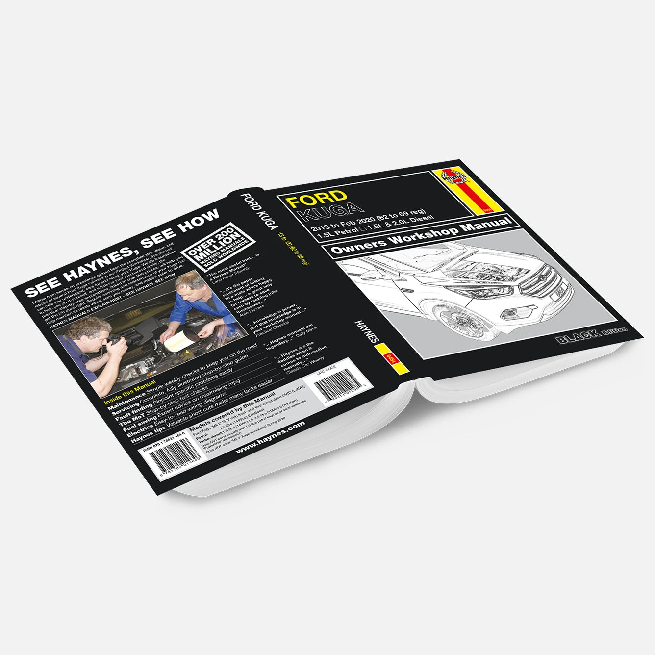 Haynes workshop manual for Ford Kuga on a white background