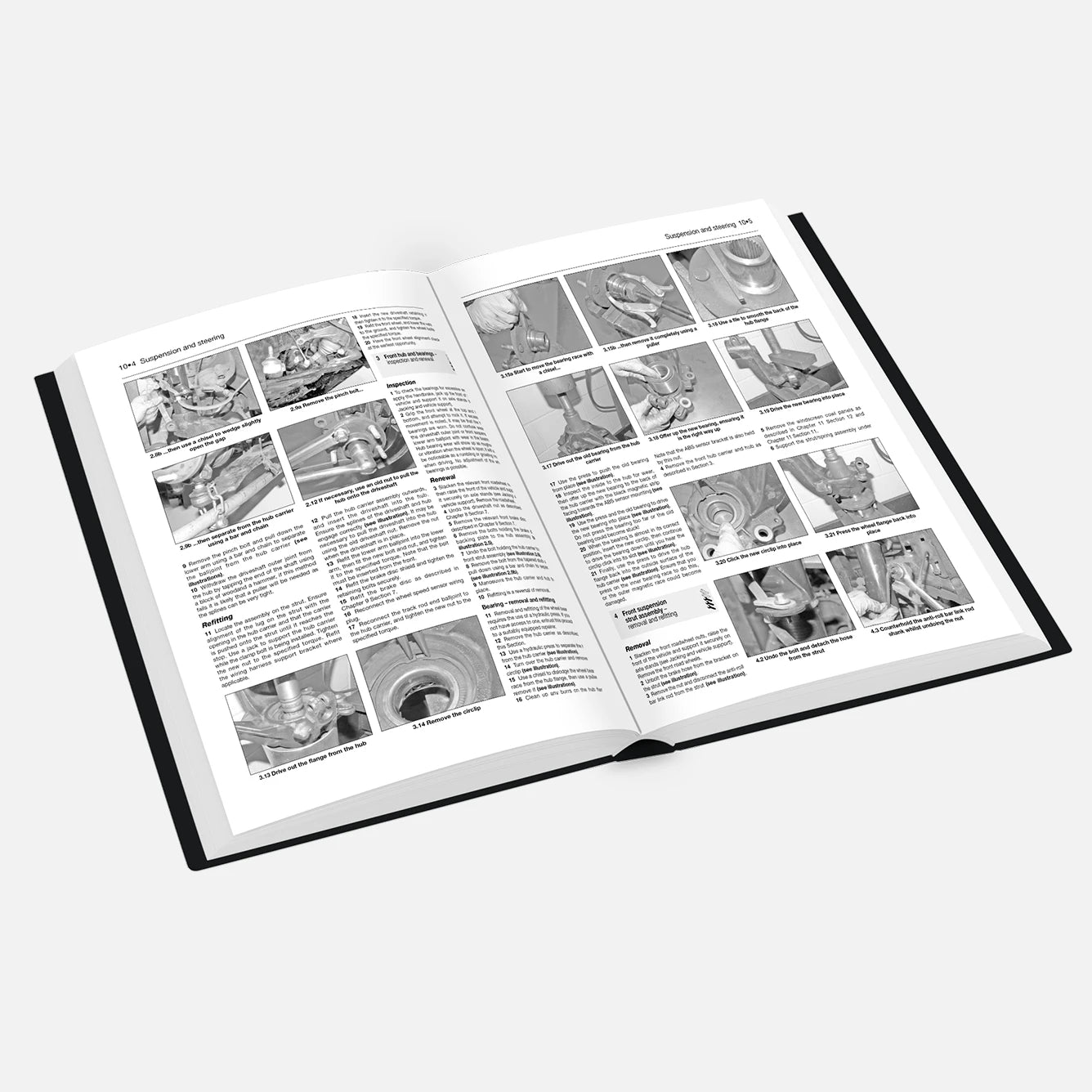 Open book with instructional content and illustrations on a white background