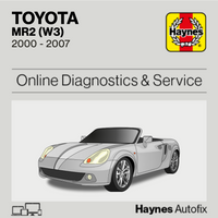 Haynes manual cover for Toyota MR2 W3 with car illustration and branding