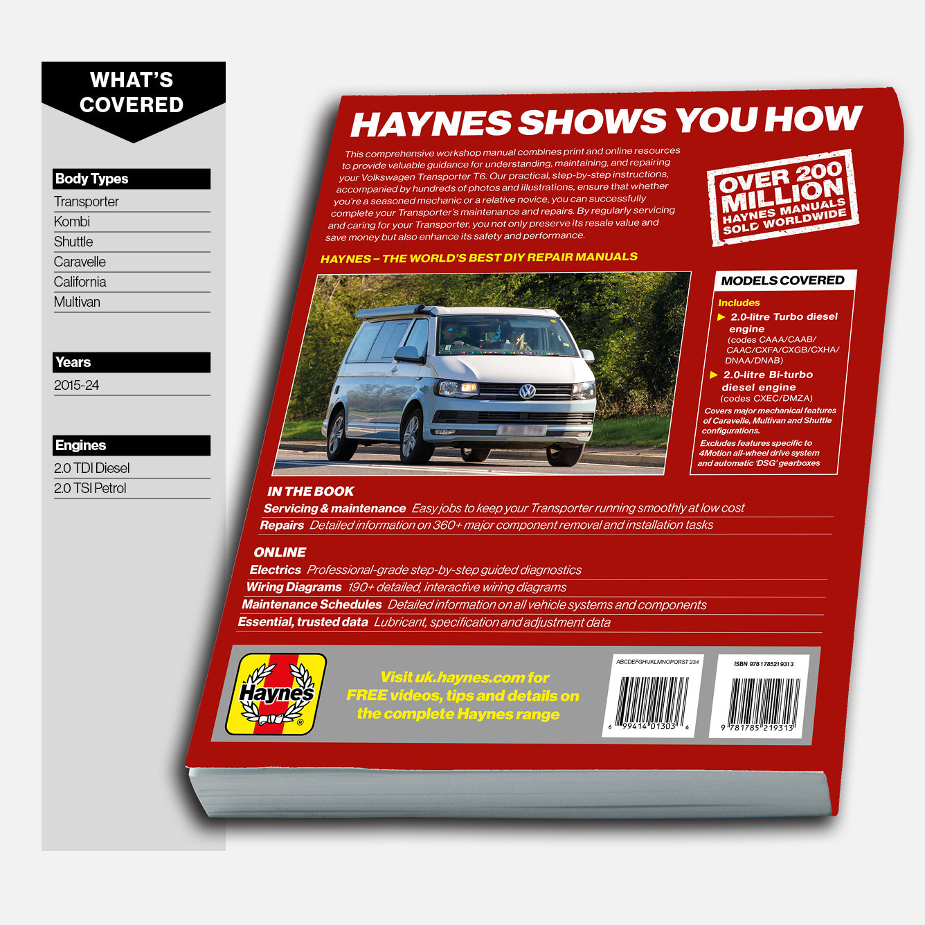 Volkswagen Transporter T6 manual contents back cover