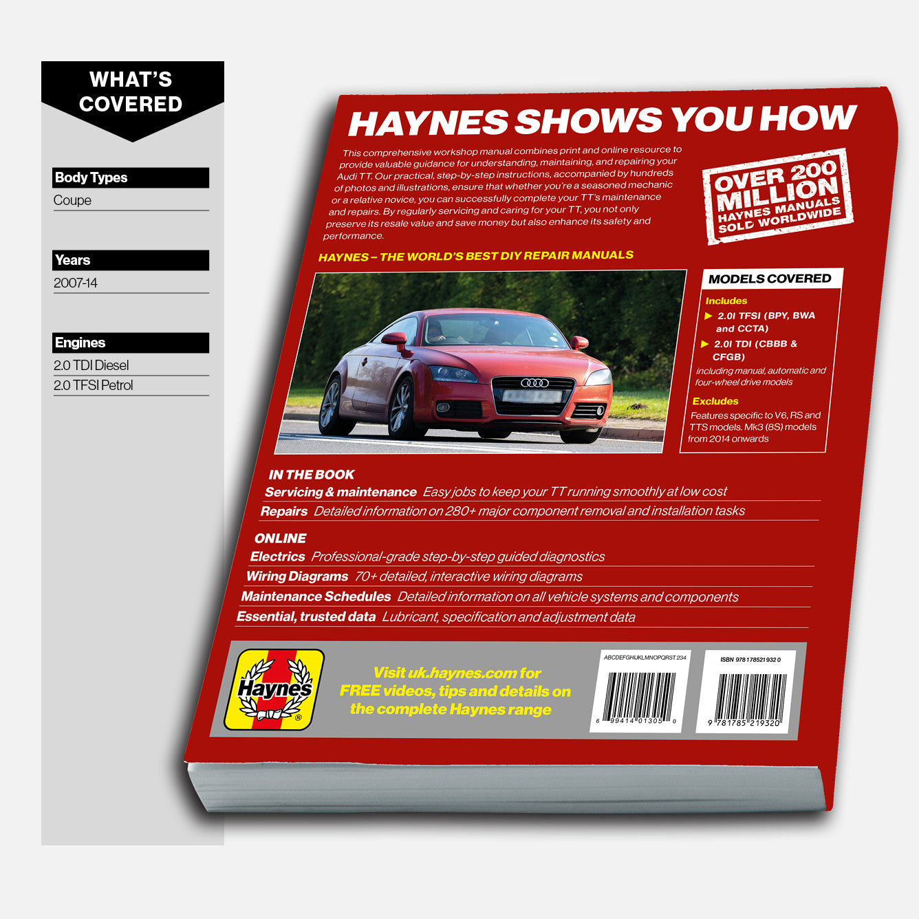 back cover of Audi TT 2007 to 2014 Haynes manual