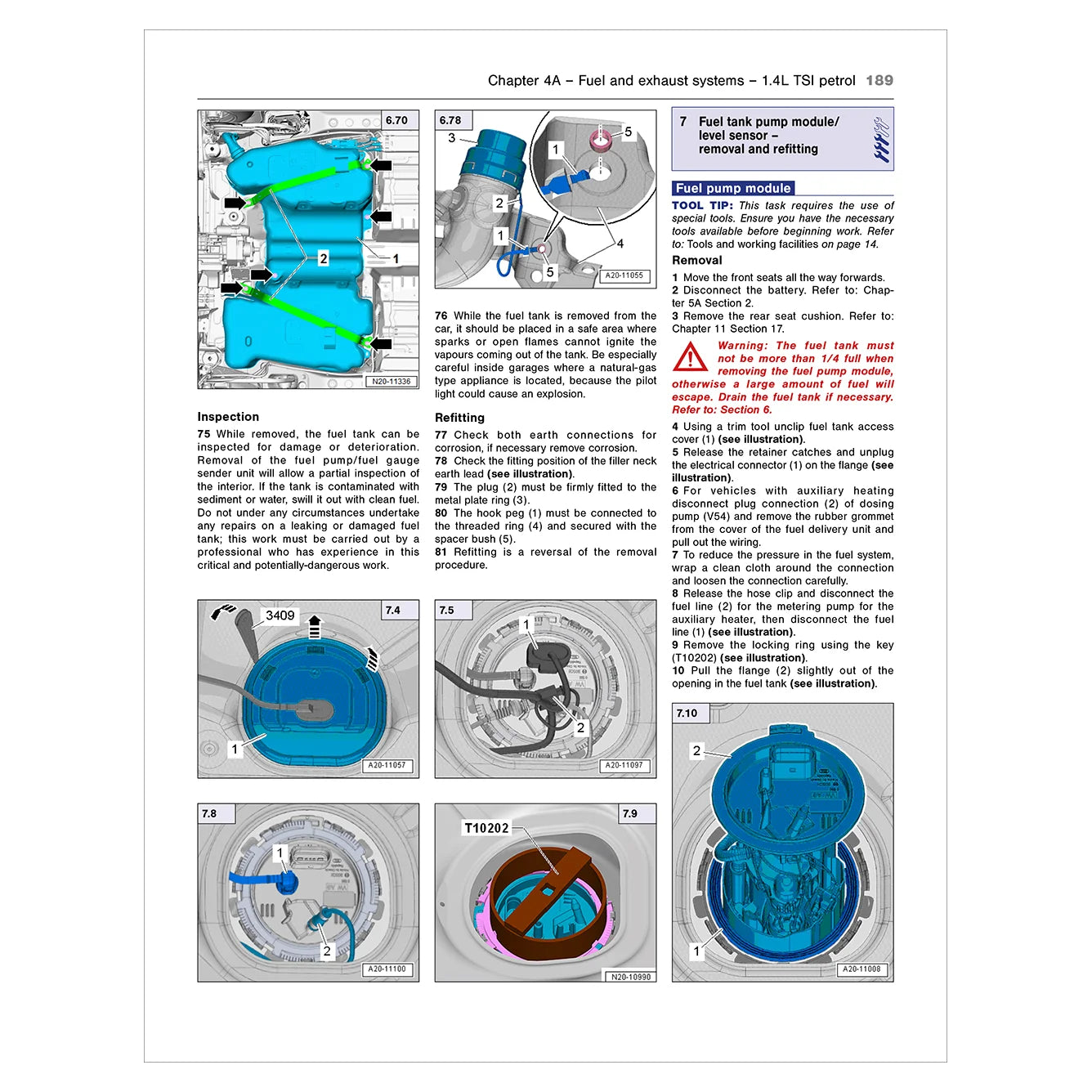 Technical diagram and text on a fuel and exhaust system from a vehicle maintenance manual.