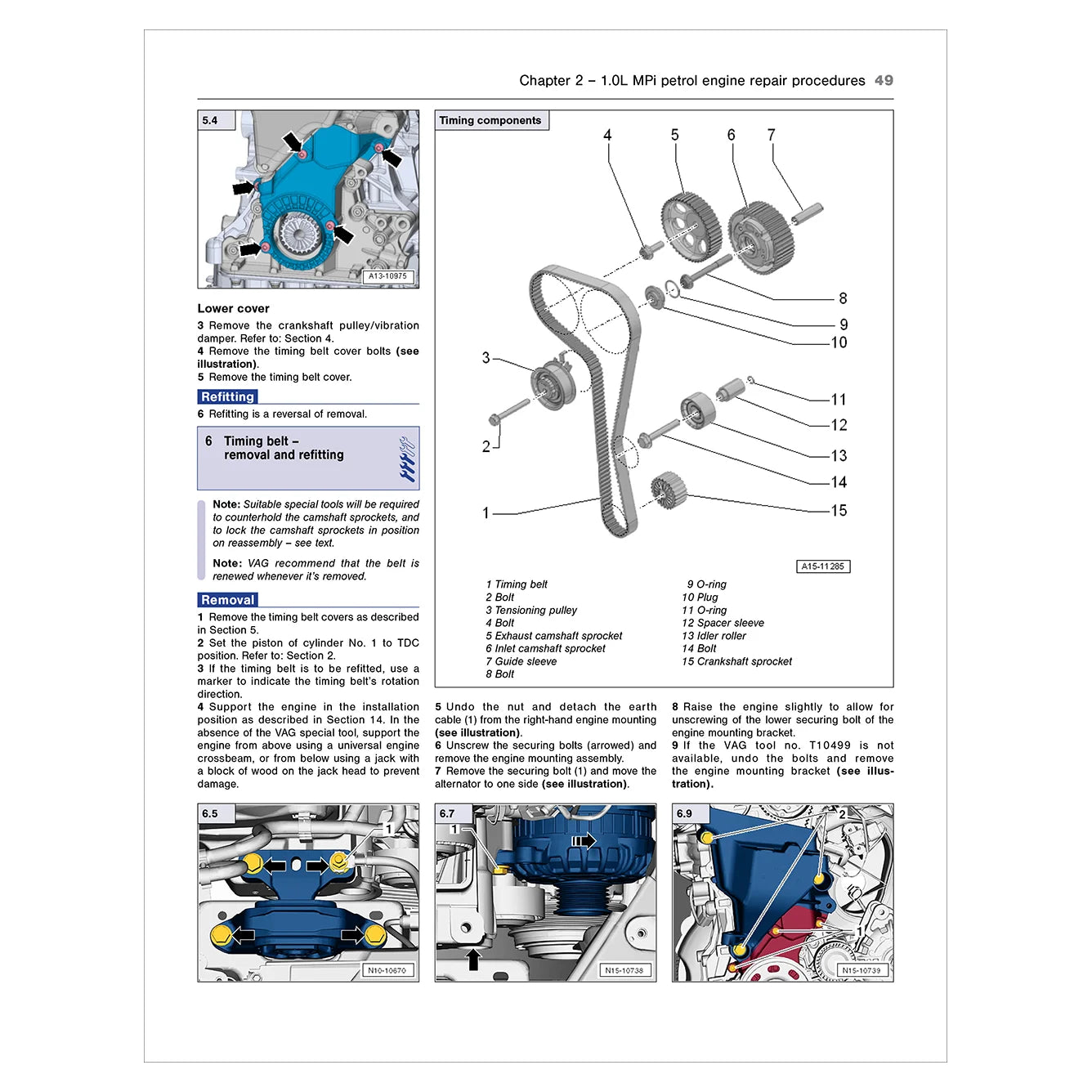 Technical manual page with diagrams and text on engine repair