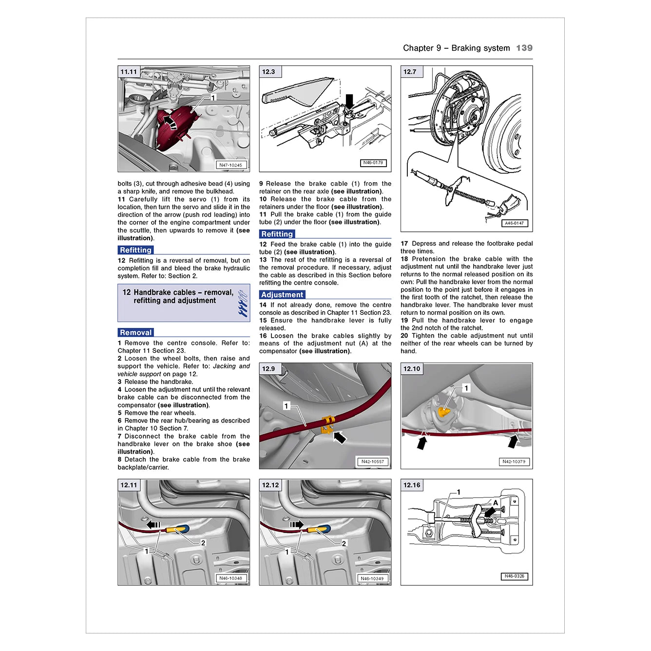 Technical manual page with diagrams and text on a braking system