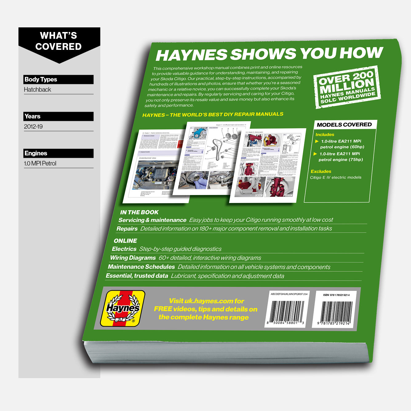 Skoda Citigo Haynes Manual back Cover