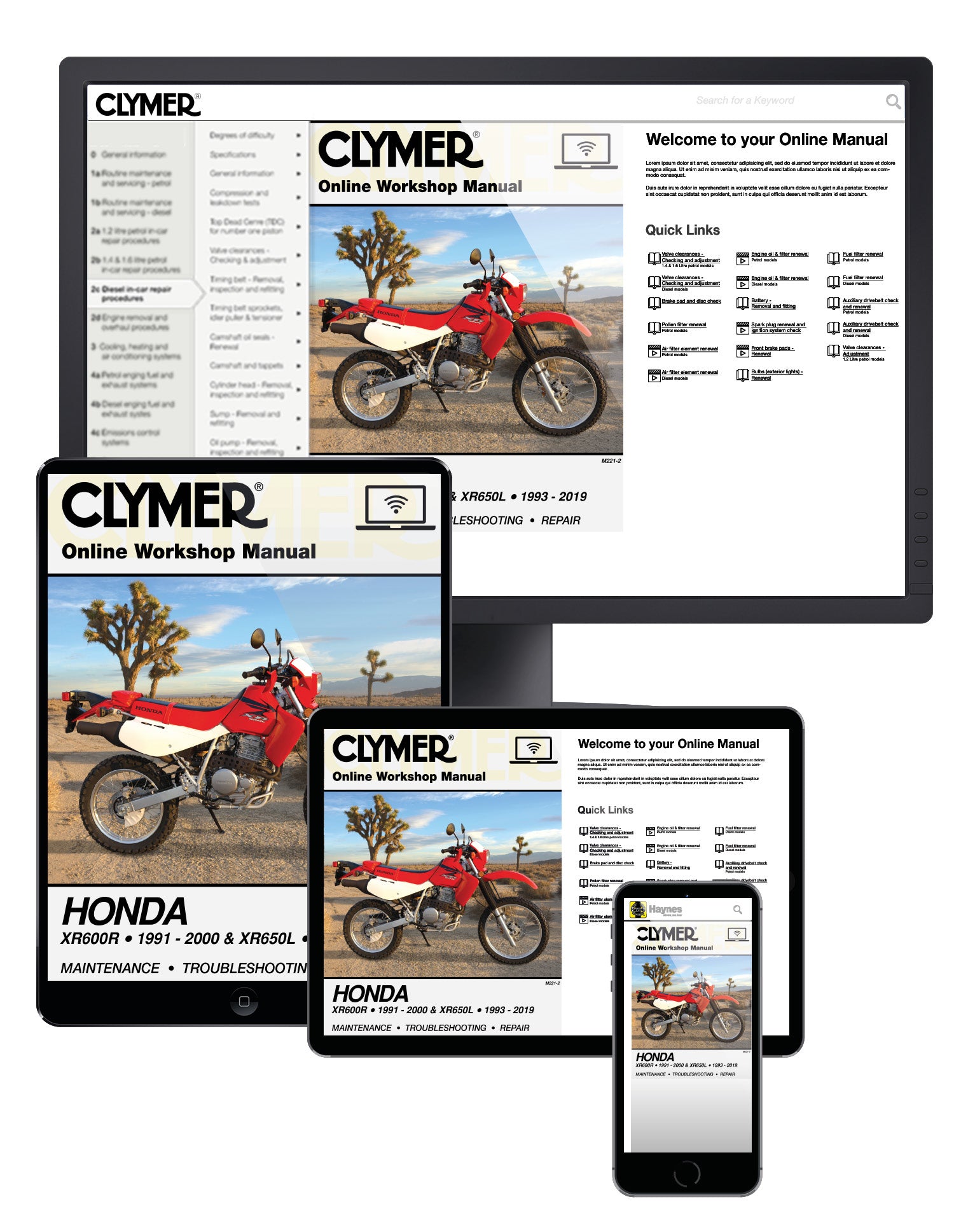 Honda XR600R (1991-2000) XR650L (1993-2019) Service and Repair Manual