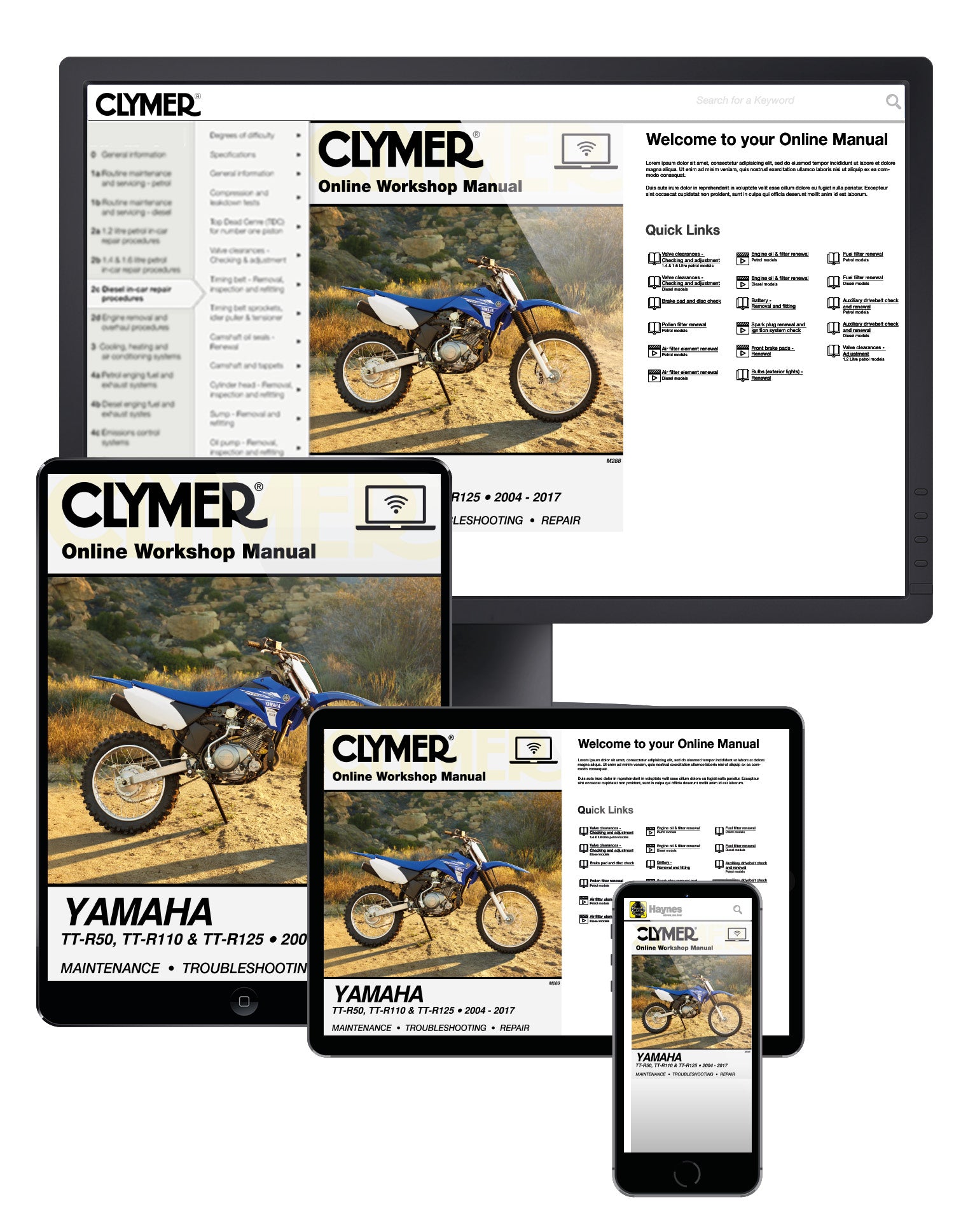 Yamaha TT-R50, TT-R110 and TT-R125 (2004-2017) Clymer Repair Manual