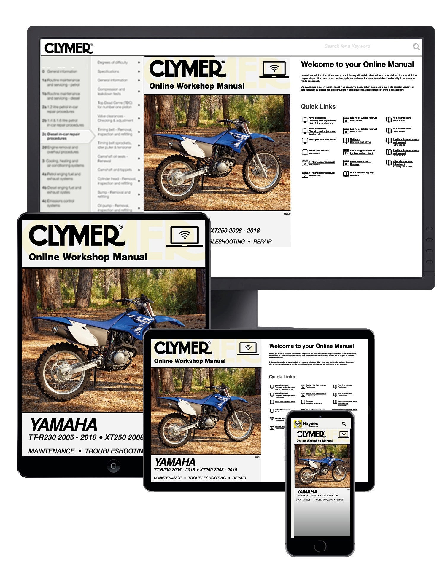 Yamaha TT-R30 and XT250 (2005-2018) Clymer Repair Manual