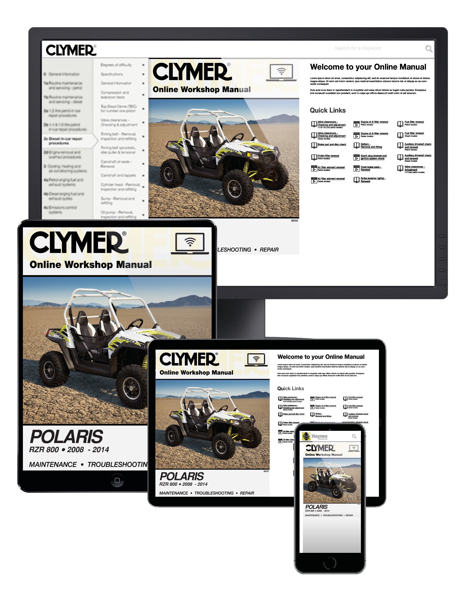 Polaris RZR 800 Side By Side ATV UTV (2008-2014) Service Repair Manual