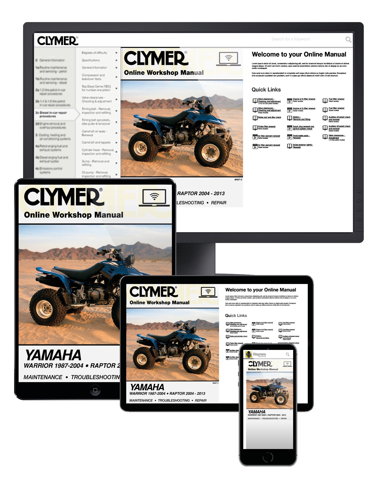 Yamaha Warrior (1987-2004) & Yamaha Raptor ATV (2004-2013) Service Repair Manual