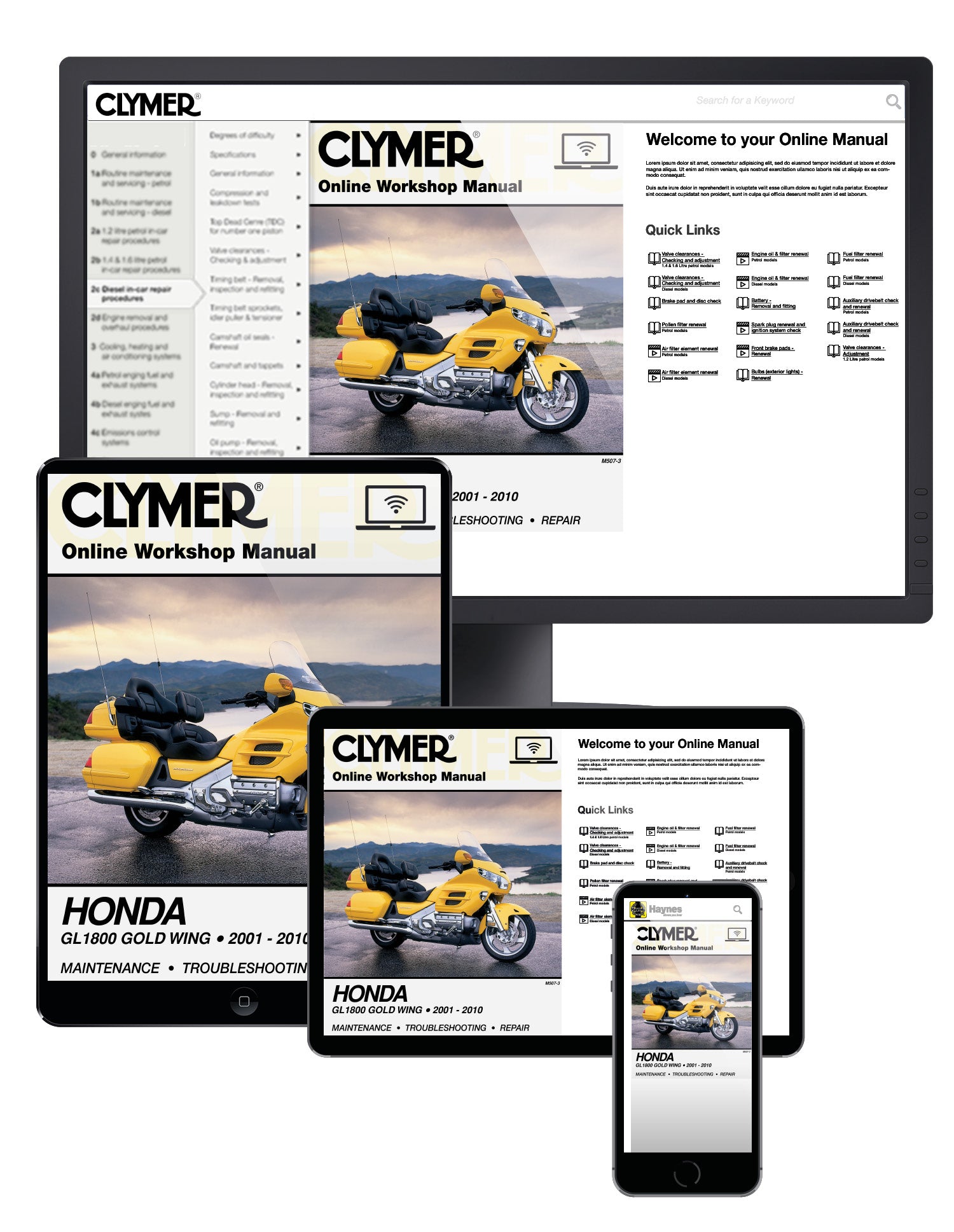 Honda GL1800 Gold Wing Motorcycle (2001-2010) Clymer Repair Manual