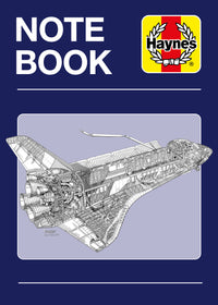 Haynes notebook cover with aerospace diagram and logo