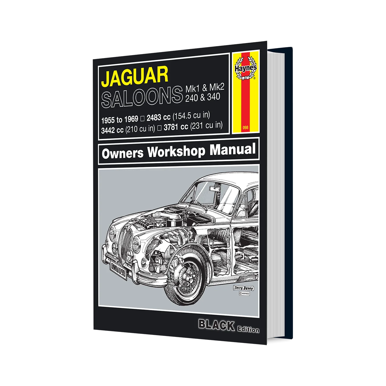 Haynes Jaguar Saloons Owners Workshop Manual book cover shown at a slight angle on a plain white background.