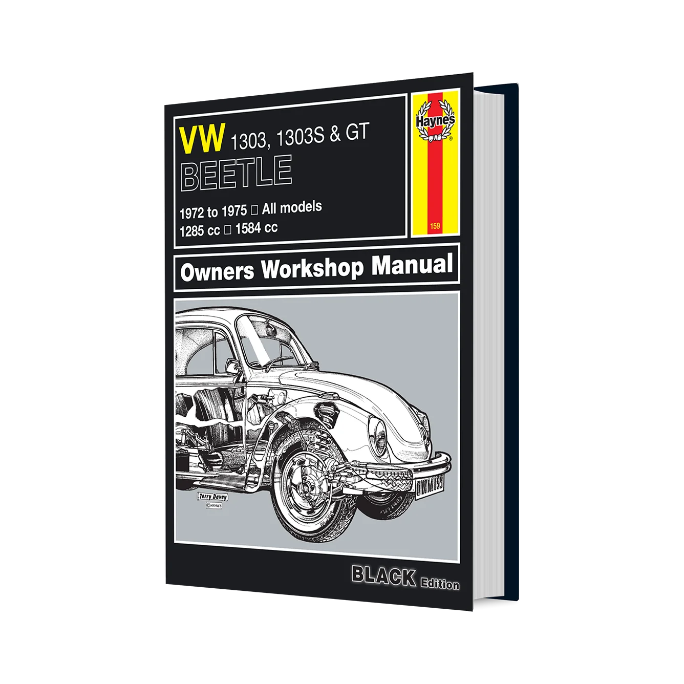 Haynes VW 1303, 1303S & GT Beetle Owners Workshop Manual book cover shown at a three-quarter angle on a white background.
