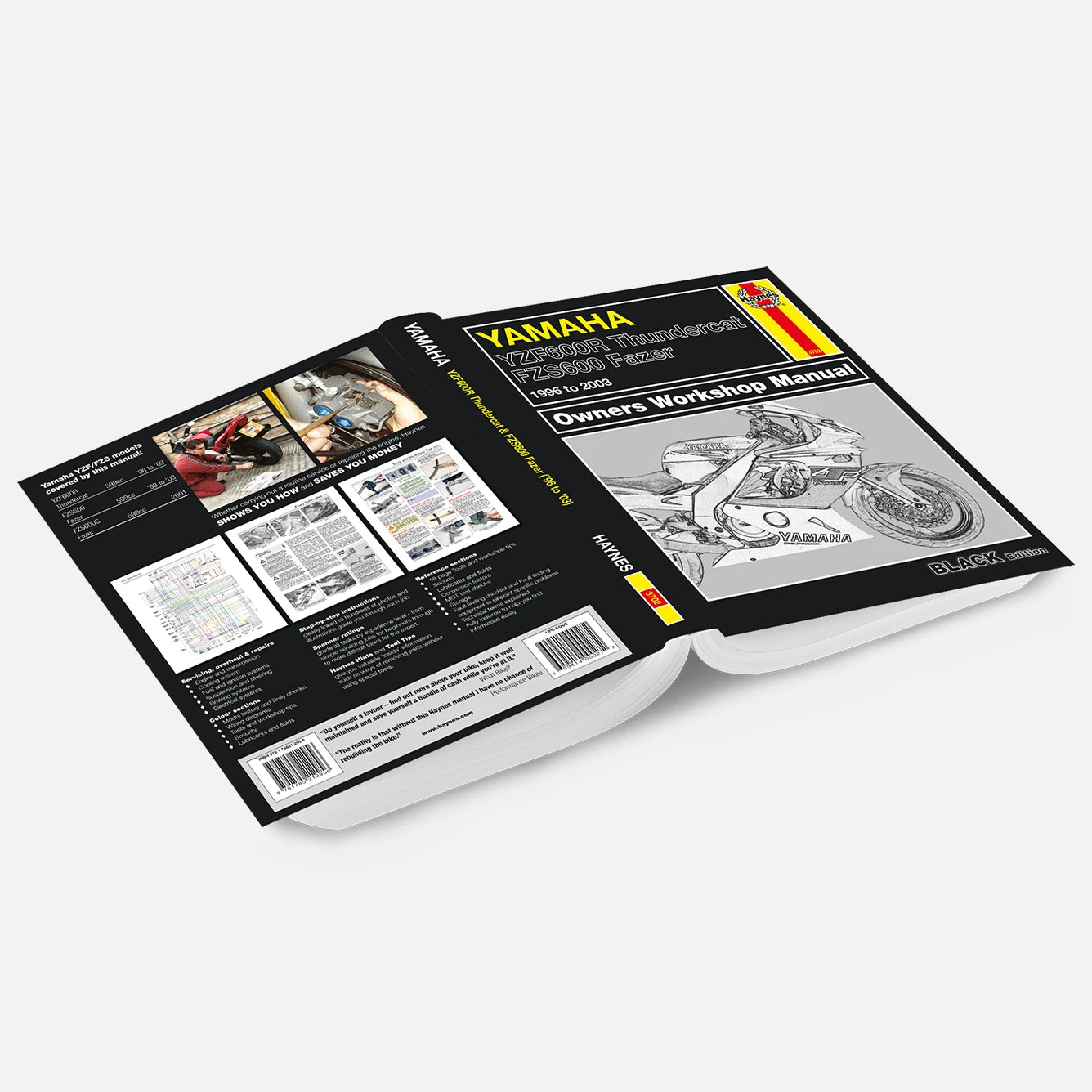 Yamaha motorcycle owners workshop manual on a white background