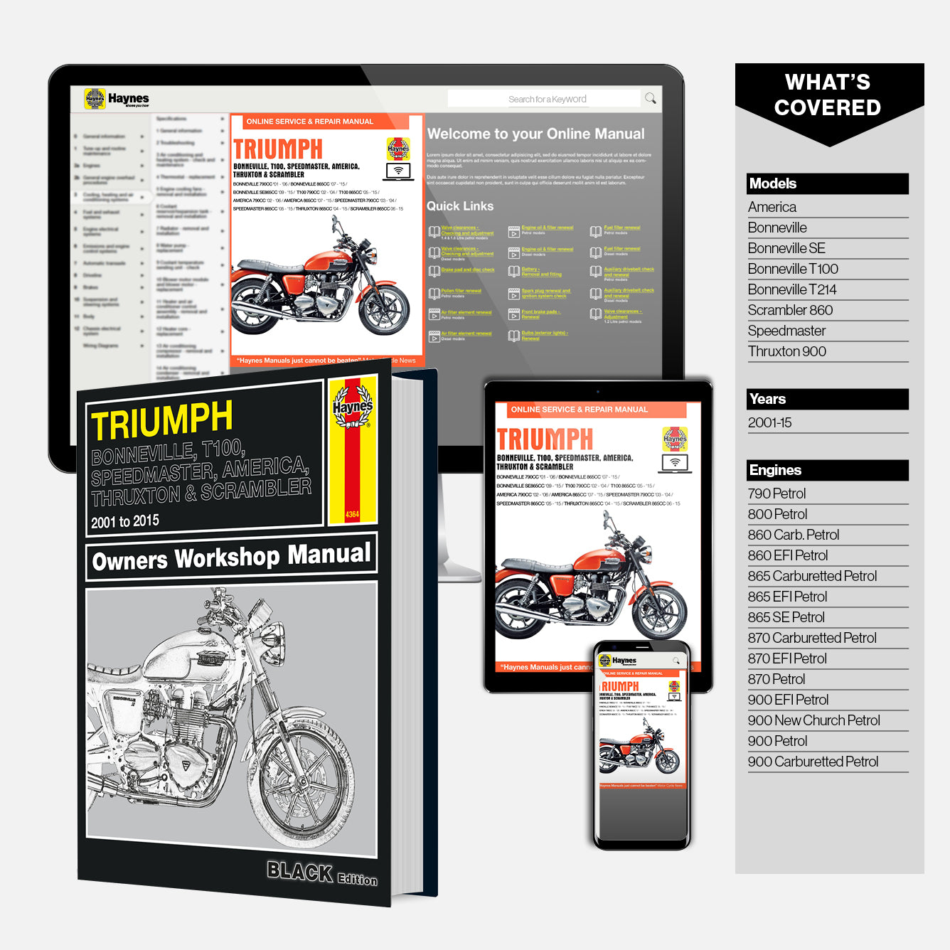 Triumph Bonneville (2001-2015) Haynes Repair Manual - Premium
