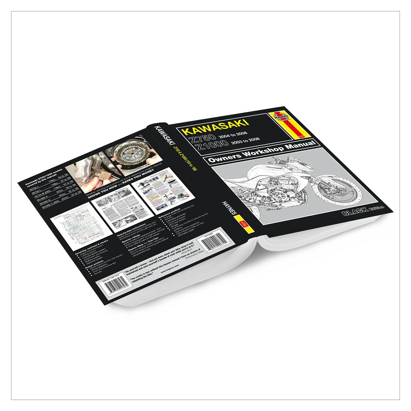 Kawasaki motorcycle owners workshop manual on a white background