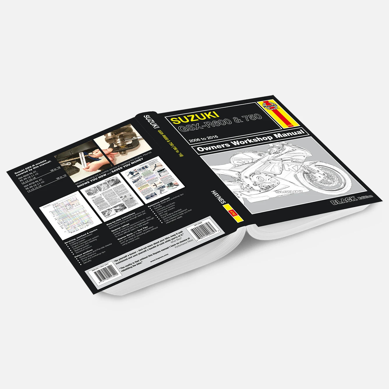 Suzuki motorcycle workshop manual on a white background