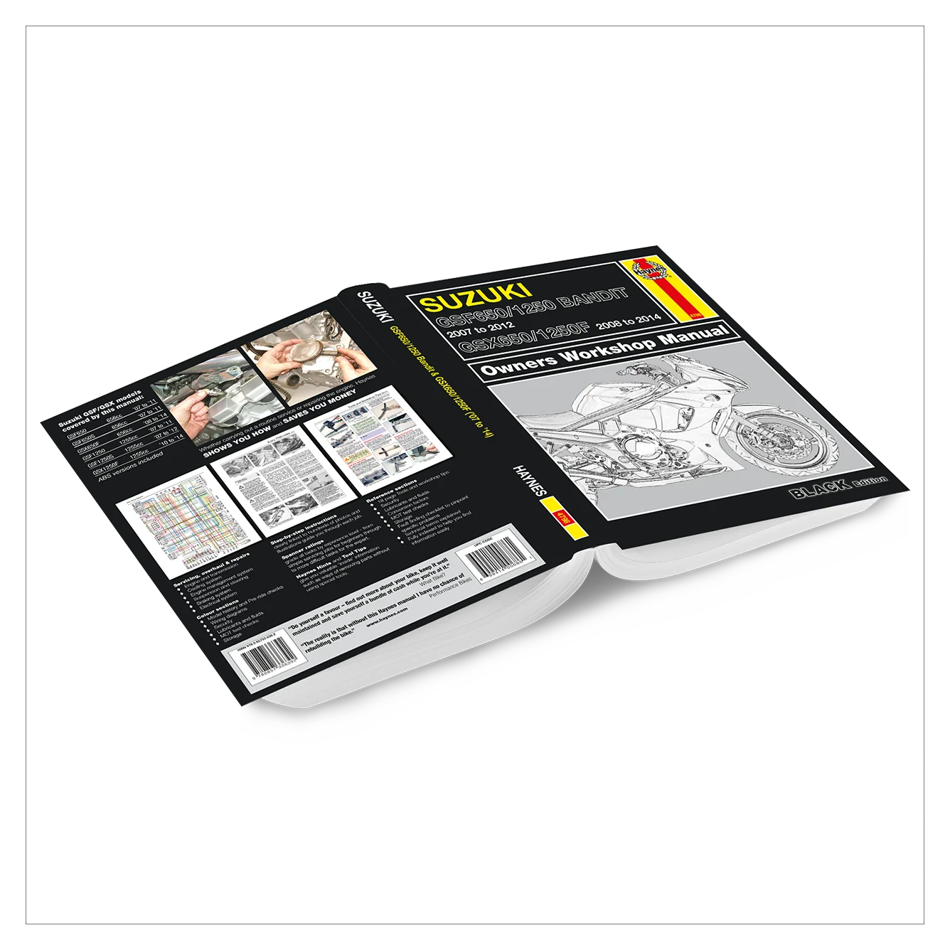 Suzuki motorcycle workshop manual on a white background