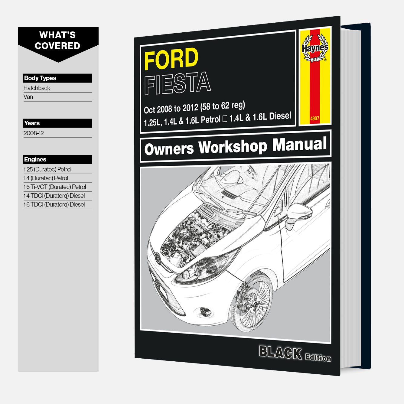 Ford Fiesta owners workshop manual with a car illustration on a white background