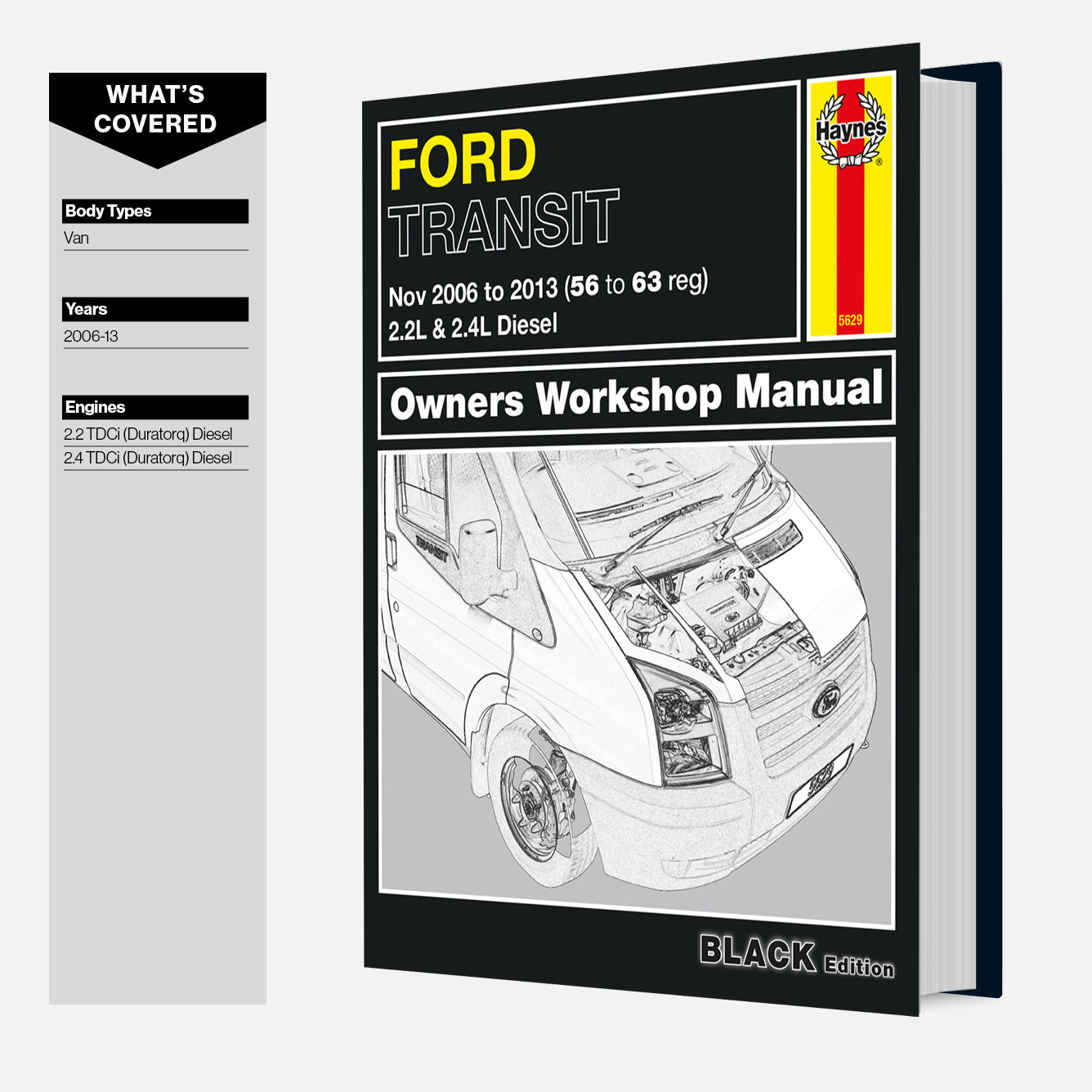Ford Transit owners workshop manual with a white van illustration on the cover.