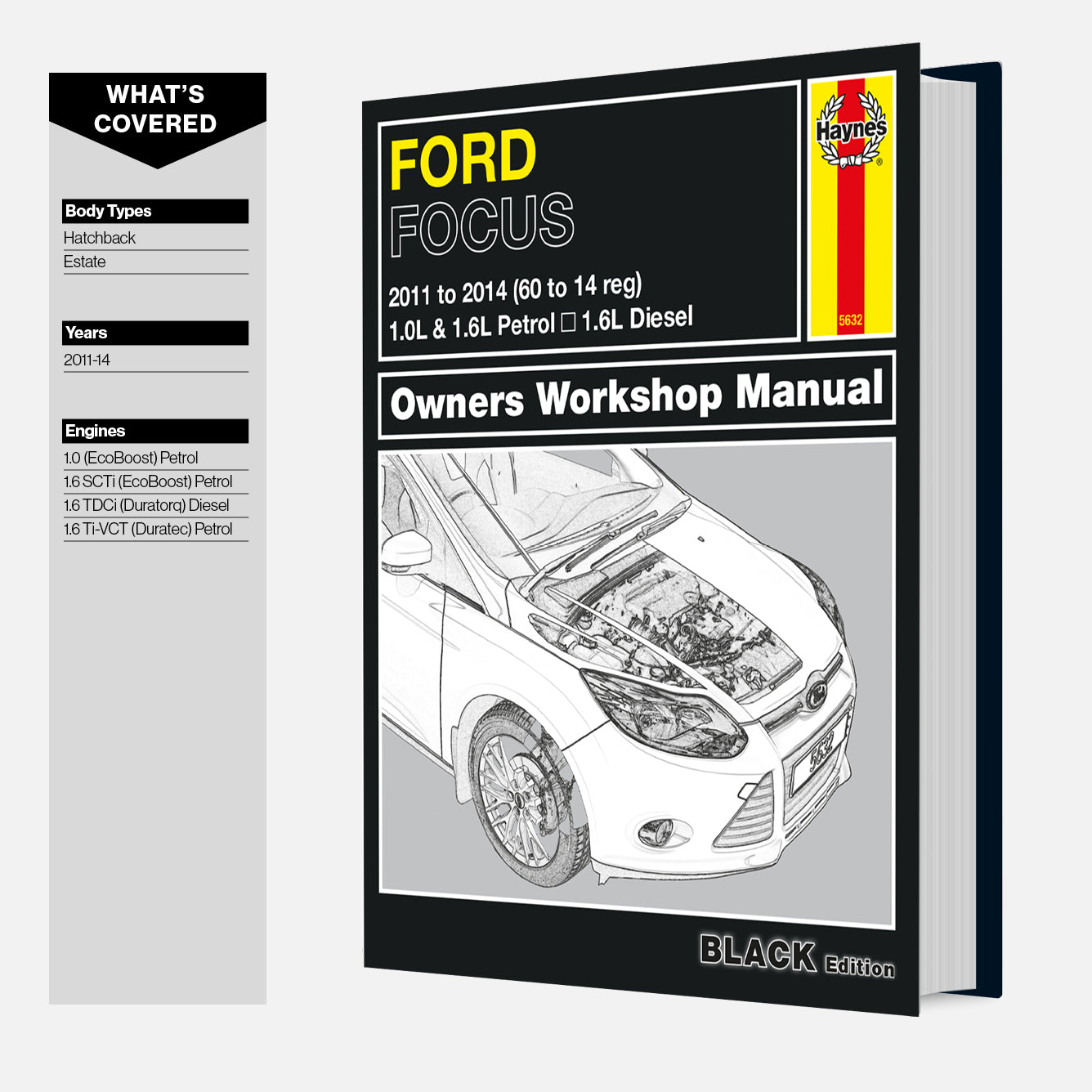 Ford Focus owners workshop manual with a car illustration on a white background