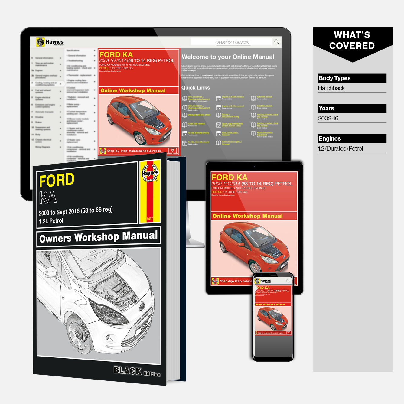 Haynes Ford KA owners workshop manual set on a white background