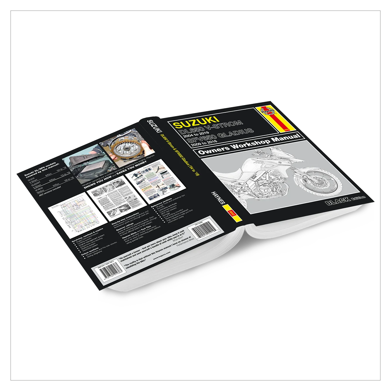Suzuki motorcycle owners workshop manual on a white background